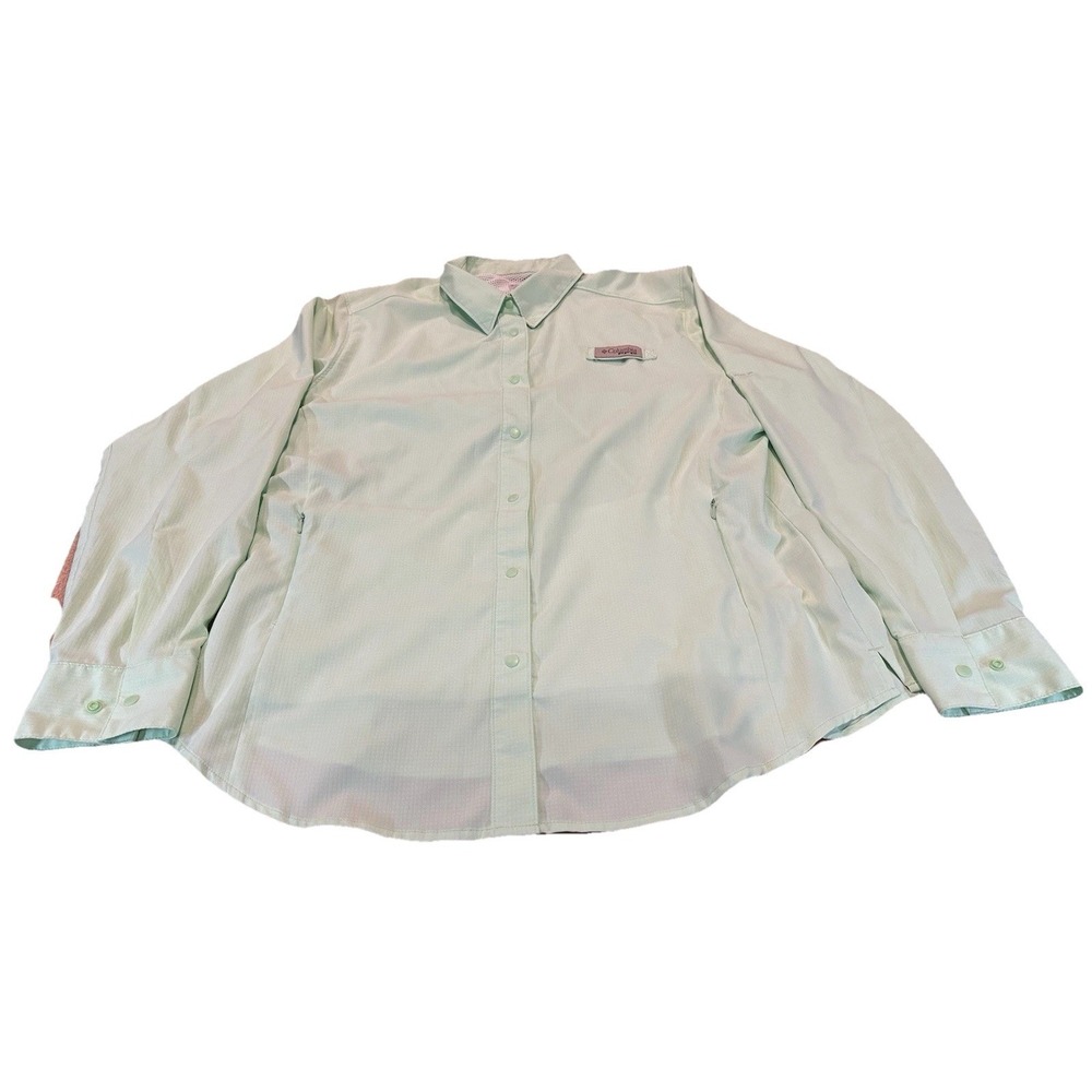 Columbia Womens PFG Tamiami II Long Sleeve Shirt Lime Green Size L